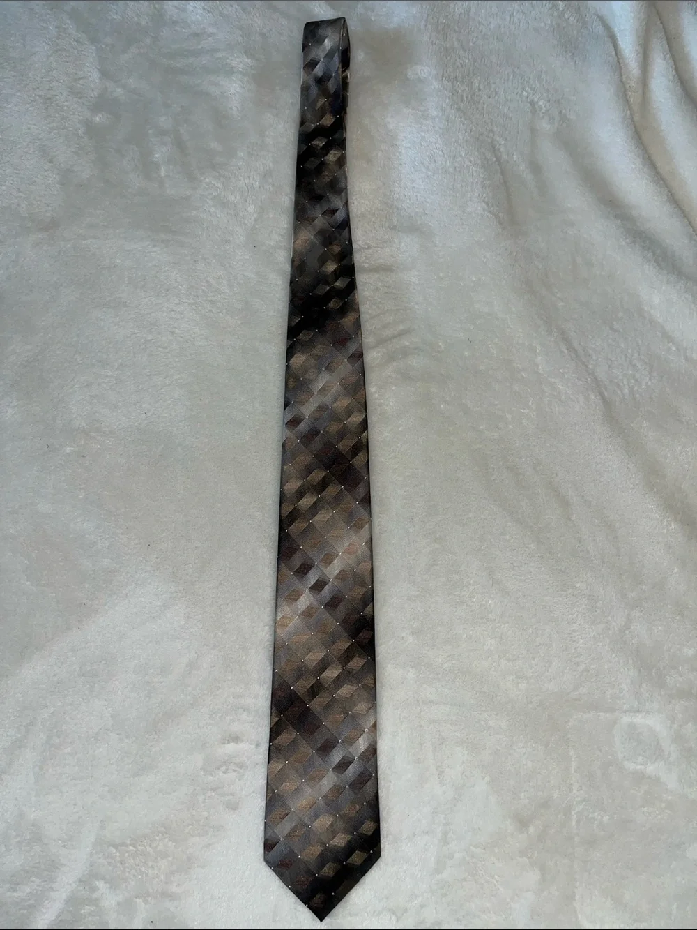 Van Heusen Men's Brown Geometric Satin Tie - Professional Style